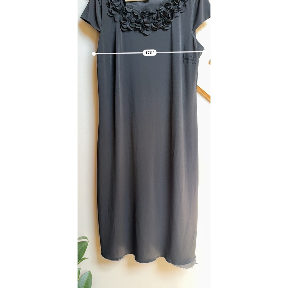 Alfani Womens Black Dress‎ Large Sheath Ruffle Neckline Whimsigoth Witchy LBD - Picture 7 of 7